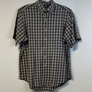 Ralph Lauren Classic Men's Plaid Cotton Button Down Short Sleeve Logo Size XL